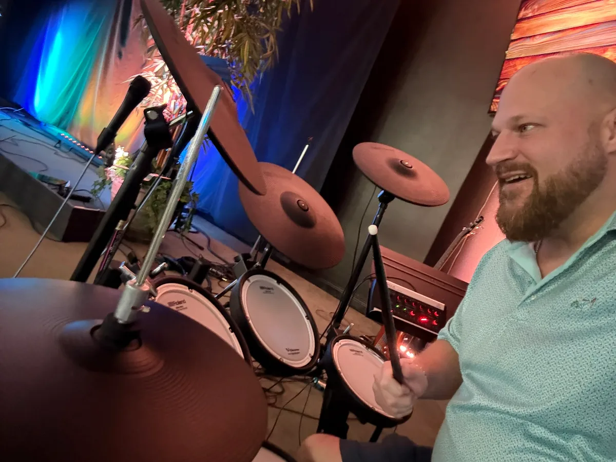 Jacob playing the drums