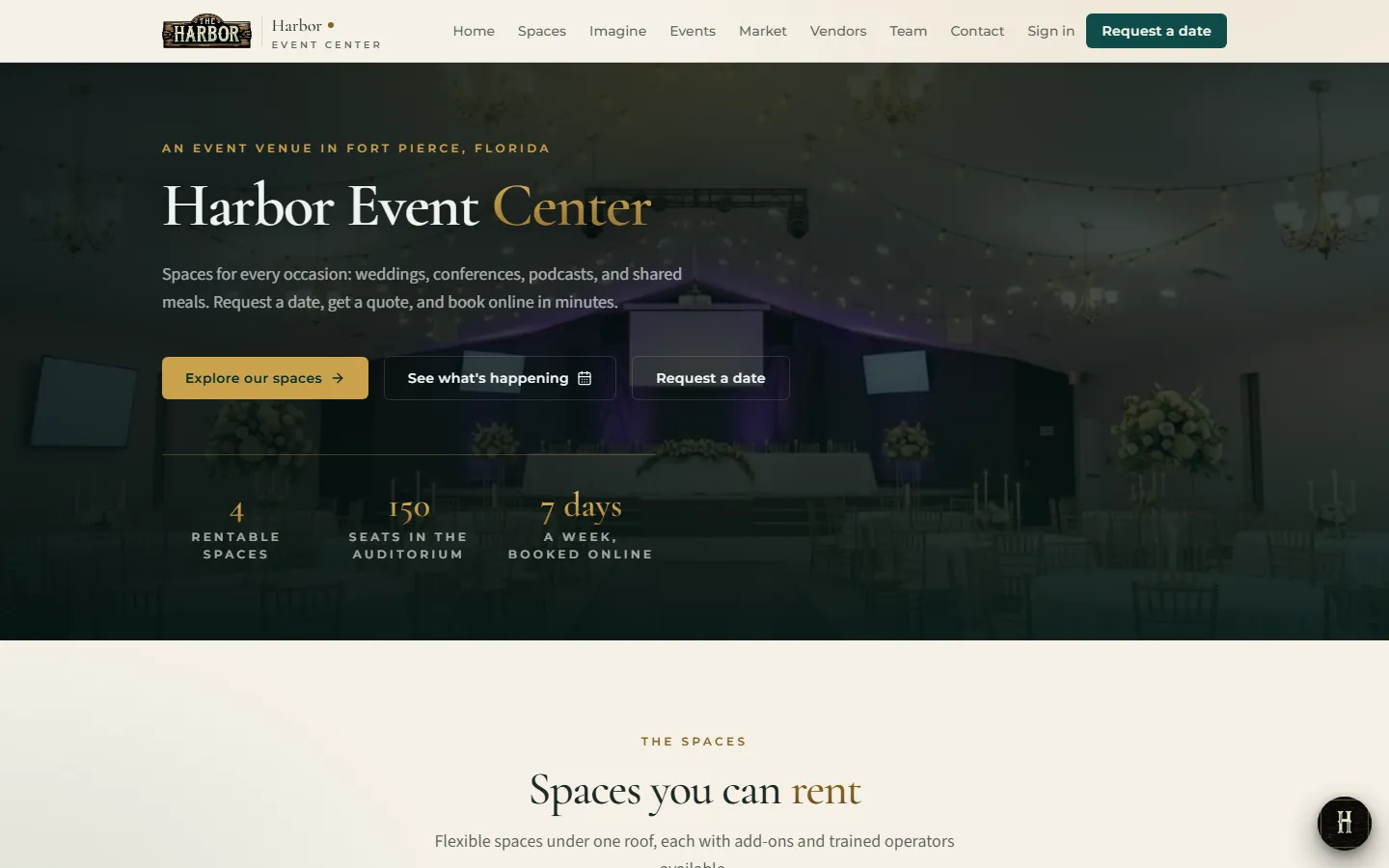 Harbor Event Center homepage